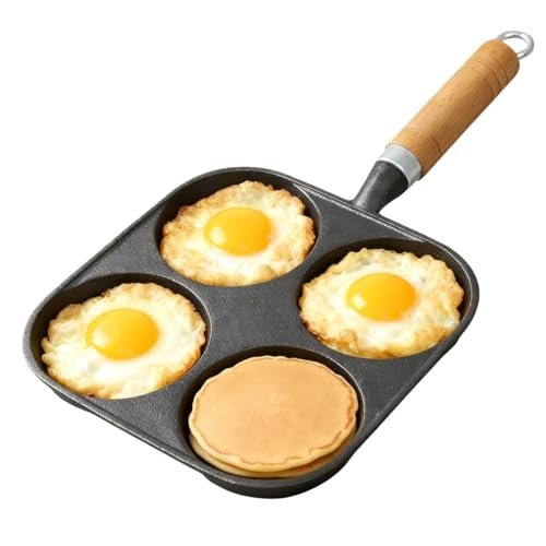 JSY Sun Cast Iron 4-Cup Egg Pan, Deep Cups