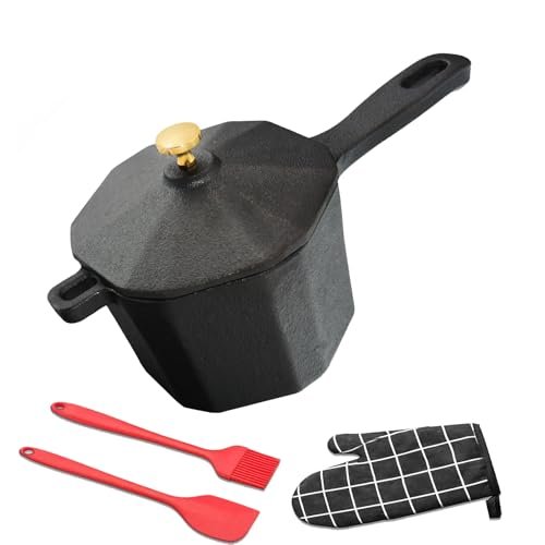 UKENEM Cast Iron Sauce Pan with Lid, Small Basting Pot