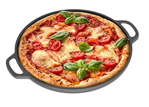 Chef Pomodoro Cast Iron Pizza Pan, Pre-Seasoned 12-inch...