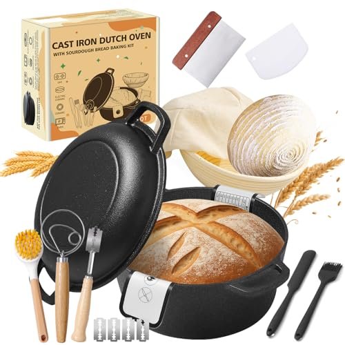 Pre-Seasoned Cast Iron Dutch Oven for Bread Baking Skillet