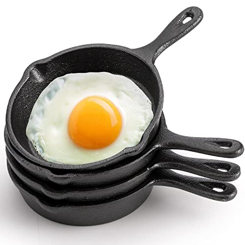 Hiceeden 4 Pack Mini Cast Iron Skillet, Pre-seasoned Double...