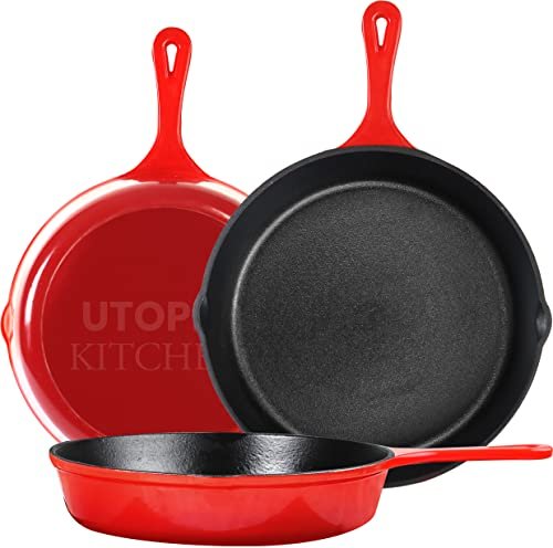 Utopia Kitchen Cast iron Skillets 3 Piece Set Pre-Seasoned