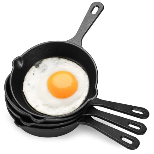 Hiceeden 4 Pack Small Cast Iron Skillet, 5.5-inch Spouts