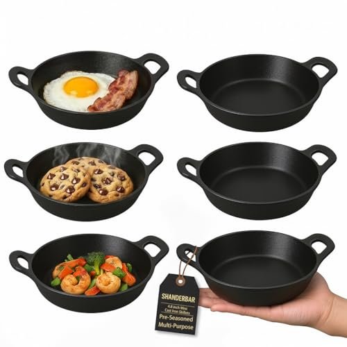 Mini Cast Iron Skillets Set of 6, Ramekins