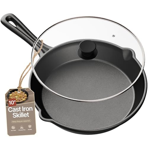 Bakken Pre Seasoned Cast Iron Skillet with Glass Lid &