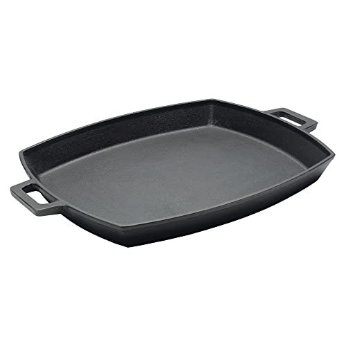 Bayou Classic 7471 Cast Iron Shallow Pan Griddle Handles