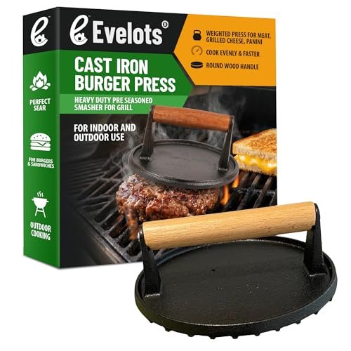 Evelots Cast Iron Burger Press - Heavy Duty Grill Smasher