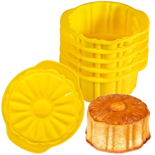 KOLUTI Pineapple Upside Down Cake Pan Set of 6 Silicone