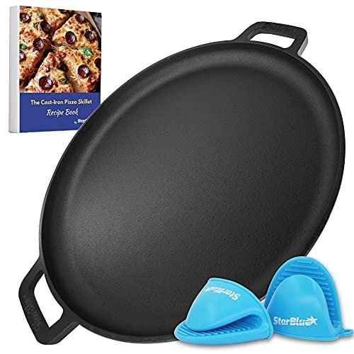 16 Inch Cast Iron Pizza Pan Round StarBlue Griddle