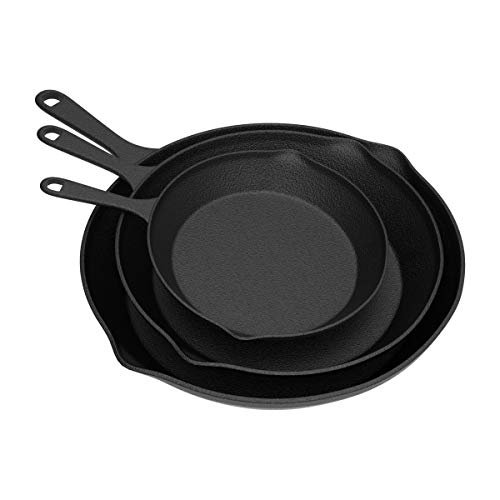 Pre Seasoned Cast Iron Skillets - 3 Sizes