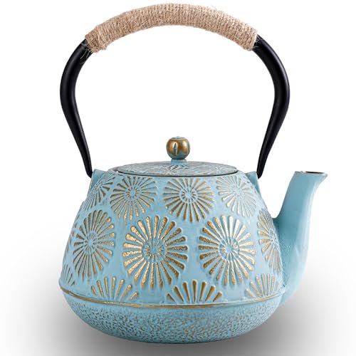 Japanese Tetsubin Cast Iron Teapot, 40oz (1200ml) Enamel...