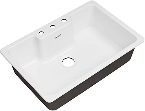 Quince 33 x 22 Single Bowl Cast Iron Sink 3-Hole