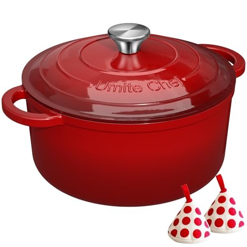 Enameled Cast Iron Dutch Oven - Umite 5QT Red