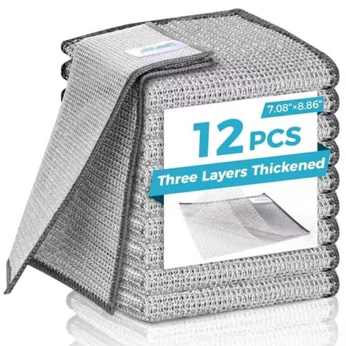 Forggon12 Pcs New Upgrade 3-Layer Metal Dish Cloth