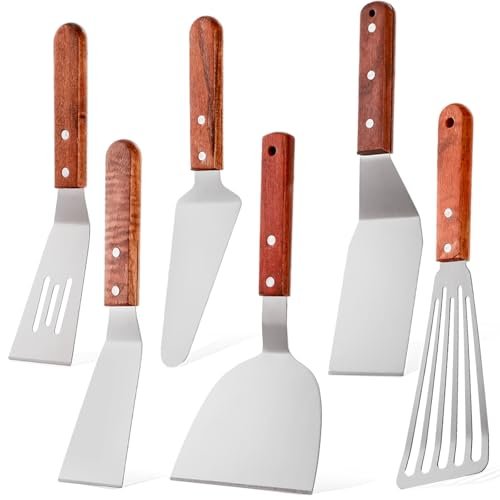 Covzoe 6 Pieces Stainless Steel Spatula Set, Wood Handle