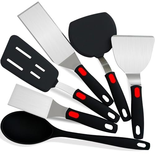Spatula Set 6-Piece - kitchen utensils set metal silicone...