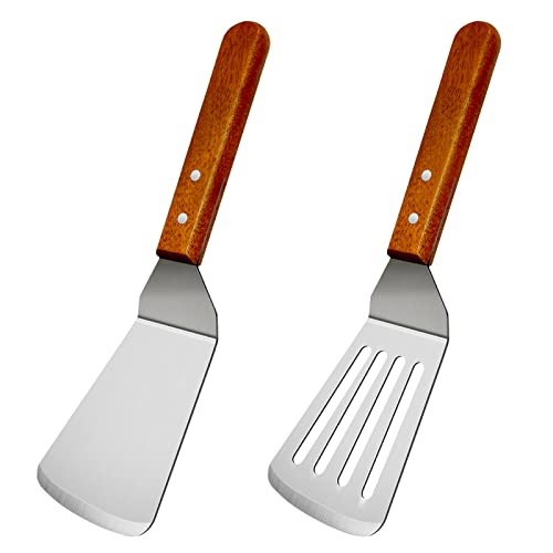 KLAQQED 2Pcs Metal Spatulas Set, Metal Spatula Stainless...