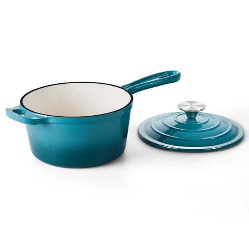 Onader 1QT Saucepan with Lid, Enameled Cast Iron, Nonstick