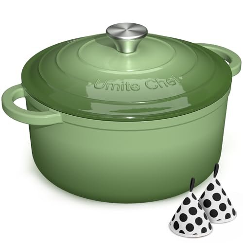 Umite Chef Enameled Cast Iron Dutch Oven-7QT Sage Green