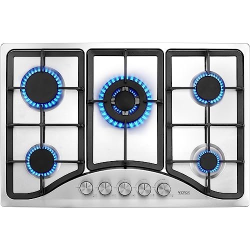 VEVOR 30-inch Gas Cooktop, 5 Burners Built-in Stainless...