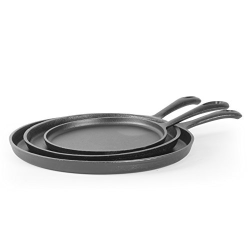 Commercial CHEF 3-Piece Cast Iron Griddle Set, Pre-Seasoned...