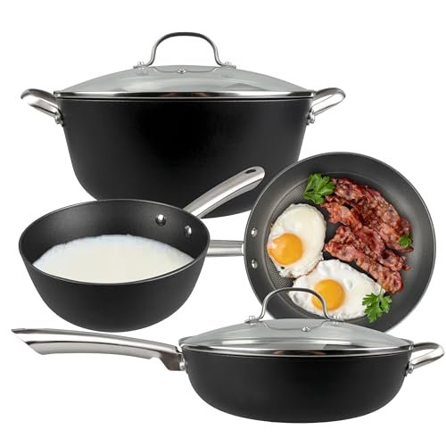 Cuisiland 4-Piece Honeycomb Cast Iron Cookware Set...