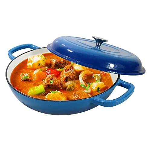 Enameled Cast Iron Dutch Oven Braiser, 3.8 Quart Blue