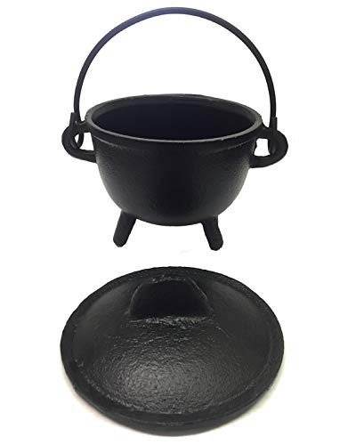 New Age Imports, Inc. Cast Iron Cauldron, 4-inch with Lid