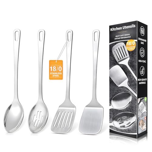 4 Pcs Cooking Utensils Set, Stainless Steel Heat Resistant