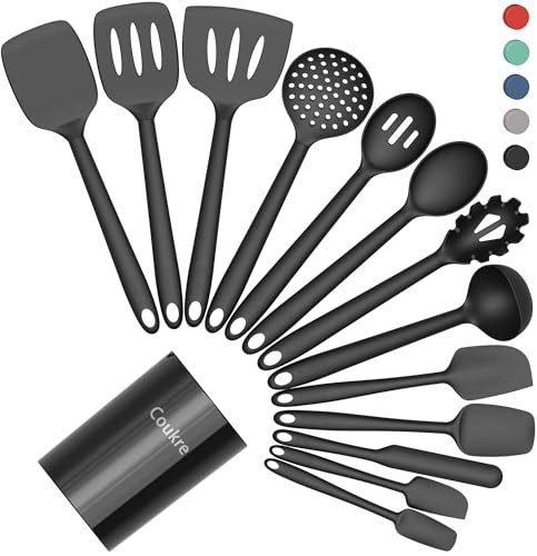 Coukre Silicone Kitchen Cooking Utensils Set with Holder...