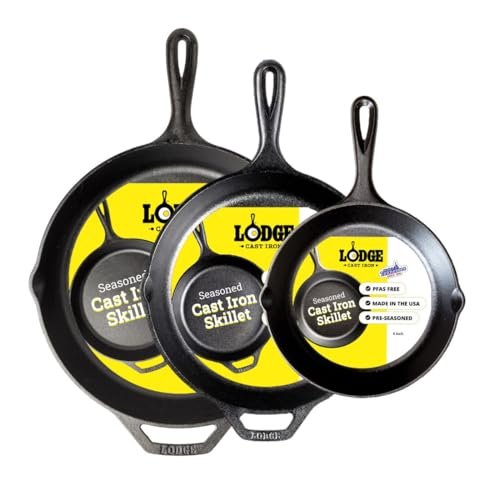 Lodge Seasoned Cast Iron Skillet Set 8, 10 & 12-Inch