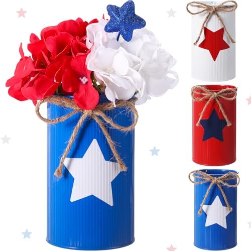 Domensi 3 Pcs 4th of July Table Centerpiece Vases