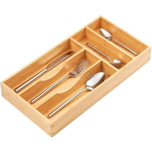 Umilife Bamboo Kitchen Drawer Organizer, 8 Inch Utensils...
