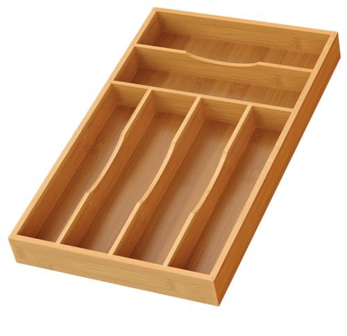 Bayting Bamboo Silverware Organizer, Bamboo Kitchen Drawer...