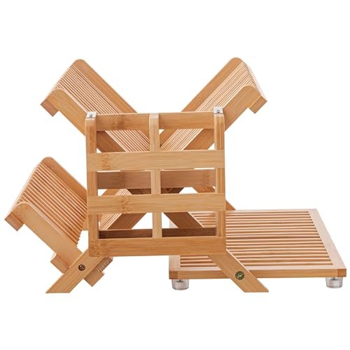 HBlife Bamboo Dish Drying Rack with Utensil Holder,...