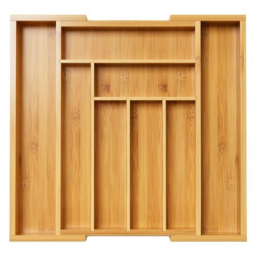 Pipishell Bamboo Expandable Drawer Organizer for Utensils...