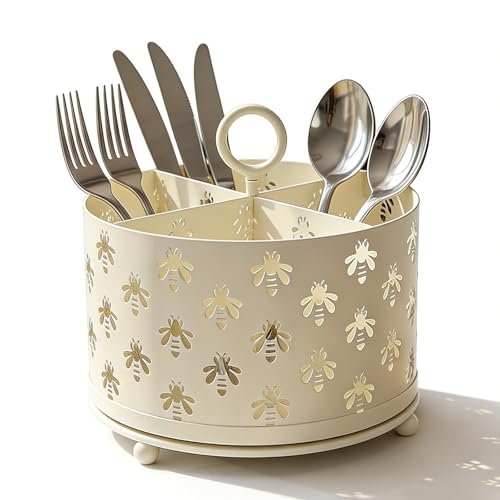NelyBet 360°Rotating Utensil Caddy Countertop - Bee Mesh...