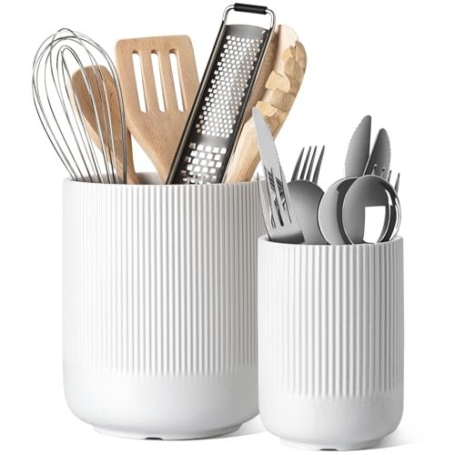 LE TAUCI Utensil Holder for Kitchen Counter, Large Ceramic...