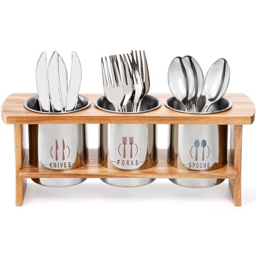 Lyellfe Silverware Holder for Countertop, Stainless Steel...