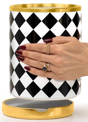 STYLED SETTINGS Black & White Checkered Utensil Holder Set,...