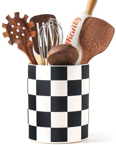 Swkien Checkered Kitchen Utensil Holder - 7.2