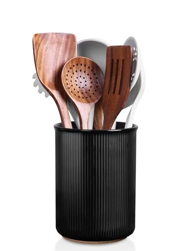 LoeJan Utensil Holder, Extra Large Utensil Crock, Stable...