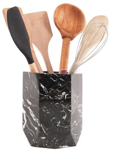 Radicaln Marble Utensil Holder 6.5'' Inches Black for...