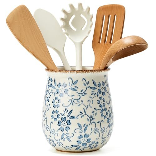 Utensil Holder for Kitchen Counter, Modern Farmhouse Blue...