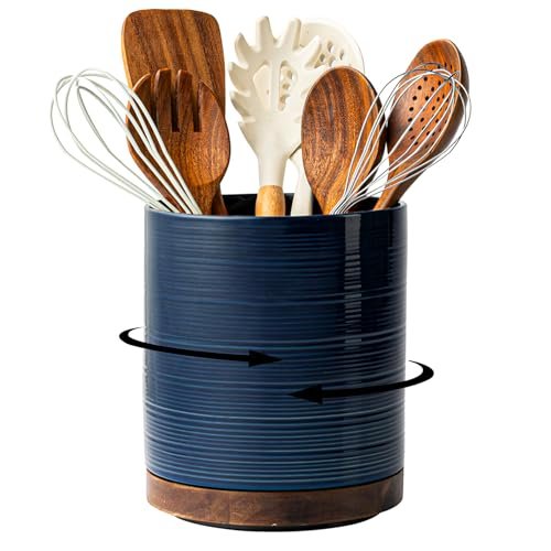 MIKIGEY Utensil Holder, 360° Rotating Extra Large Ceramic...