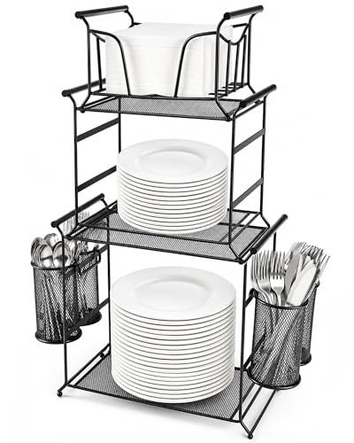 HULISEN 3-Tier Buffet Caddy, 7-Piece Set Stackable Serving...
