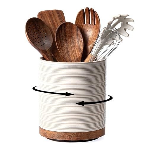 Utensil Holder, 360° Rotating Extra Large Ceramic Kitchen...