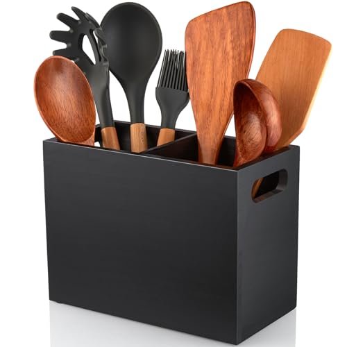 ALELION Black Utensil Holder for Kitchen Counter Large 2...