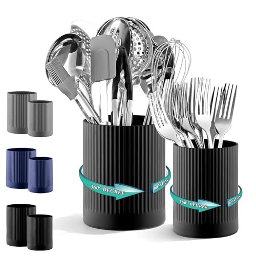 Kyraton Cooking Utensils Holder 2pcs, 360° Rotating Kitchen...