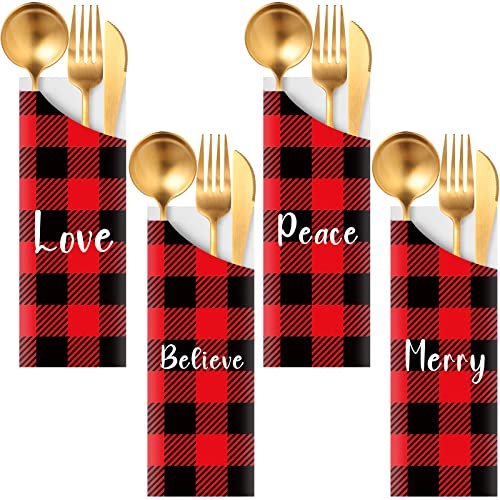 Roowest 100 Pcs Christmas Silverware Bags Disposable...